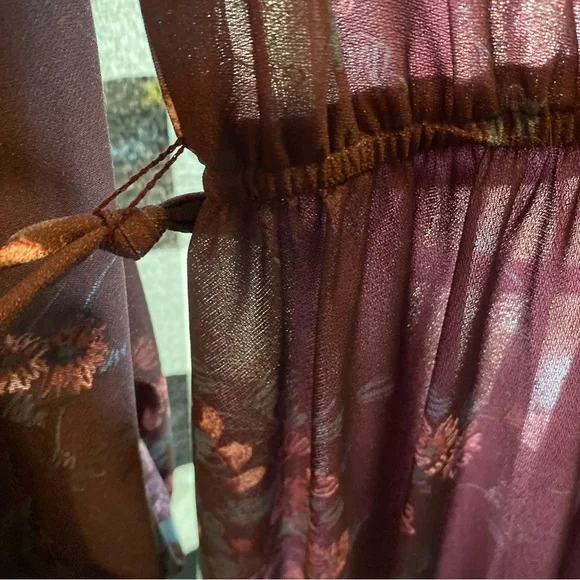 Vintage Patty O’Neil purple Embellished Pleated Gown with Long Bishop Sl… - Picture 5 of 16